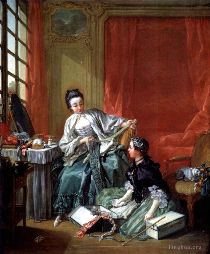 François Boucher Peinture à l'huile - La marchande des modes