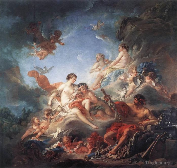 François Boucher Peinture à l'huile - Vulcain présente à Vénus des armes pour Énée