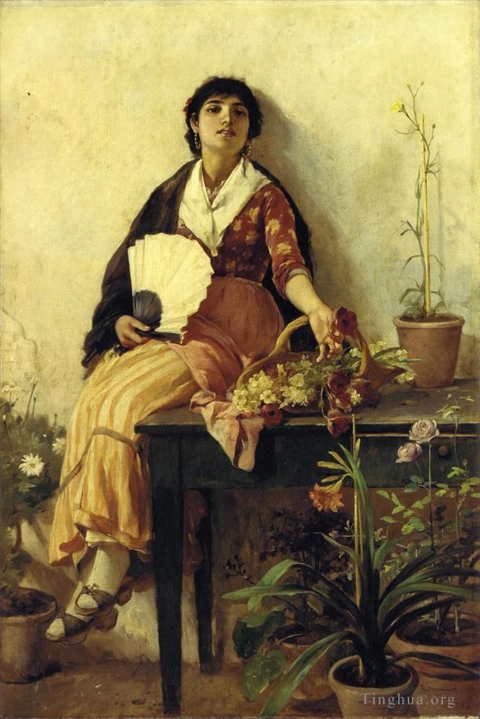 Frank Duveneck Peinture à l'huile - La fille florentine