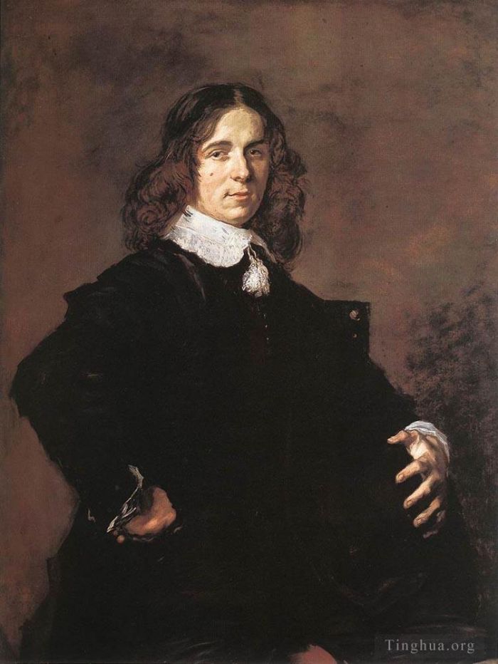 Frans Hals Peinture à l'huile - Portrait d'un homme assis tenant un chapeau