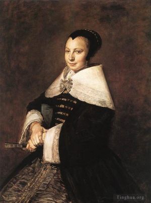 Frans Hals œuvres - Portrait d'une femme assise tenant un éventail