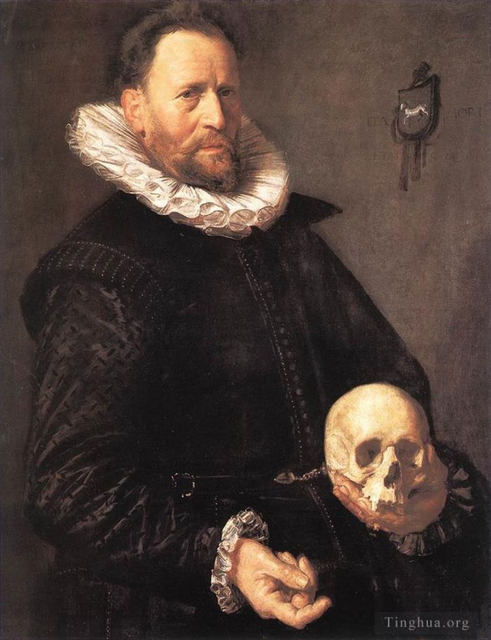 Frans Hals Peinture à l'huile - Portrait d'un homme tenant un crâne