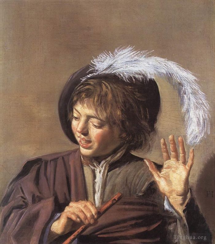 Frans Hals Peinture à l'huile - Garçon qui chante avec une flûte