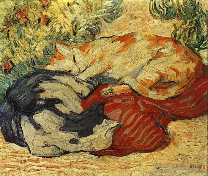 Franz Marc Peinture à l'huile - Tissu Rouge Catsona