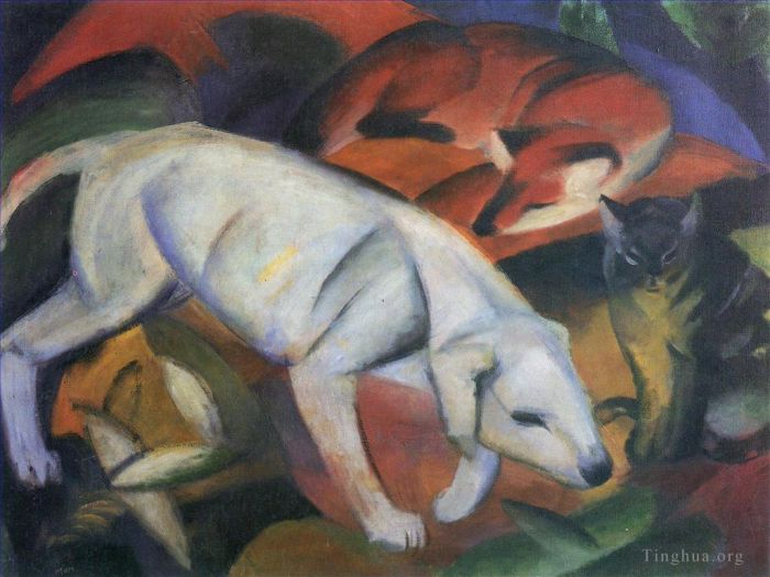 Franz Marc Peinture à l'huile - Trois animaux