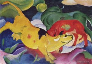Franz Marc œuvres - Vache rouge vert jaune