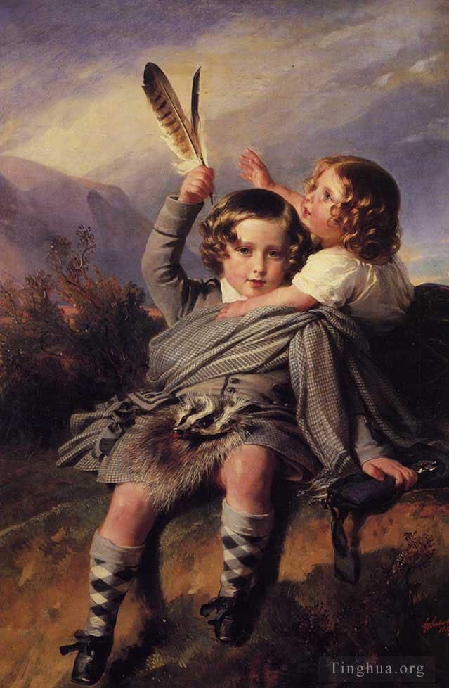 Franz Xaver Winterhalter Peinture à l'huile - Le prince Alfred et la princesse Helena