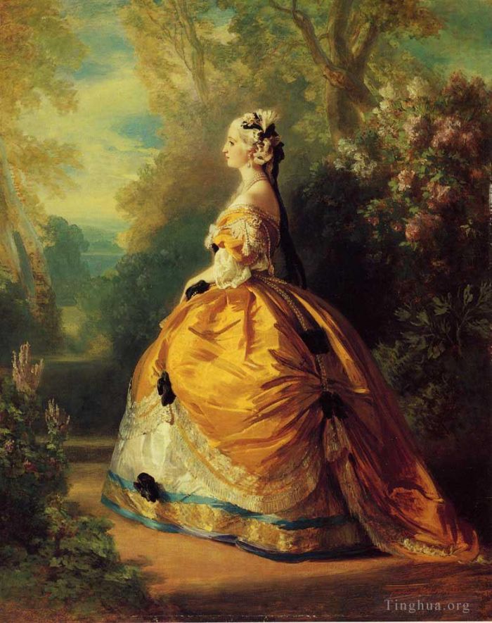 Franz Xaver Winterhalter Peinture à l'huile - L'impératrice Eugénie à la Marie-Antoinette