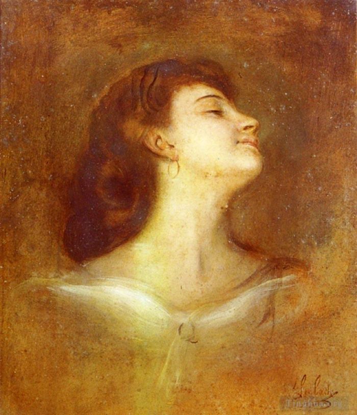 Franz von Lenbach Peinture à l'huile - Portrait d'une dame de profil