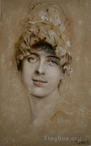 Franz von Lenbach œuvres - Portrait d'une jeune femme