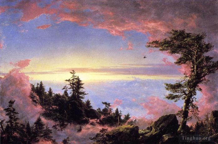 Frederic Edwin Church Peinture à l'huile - Au-dessus des nuages au lever du soleil