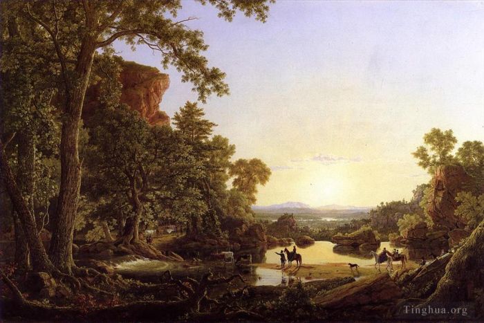 Frederic Edwin Church Peinture à l'huile - Hooker et compagnie voyageant à travers la nature sauvage de Plymouth à Hart