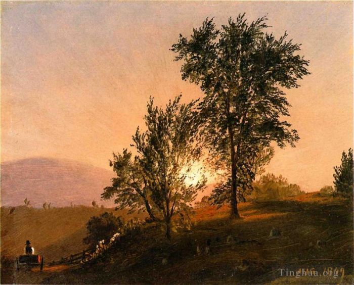 Frederic Edwin Church Peinture à l'huile - Paysage de la Nouvelle-Angleterre