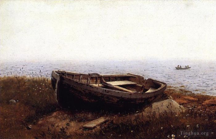Frederic Edwin Church Peinture à l'huile - Le vieux bateau alias le skiff abandonné