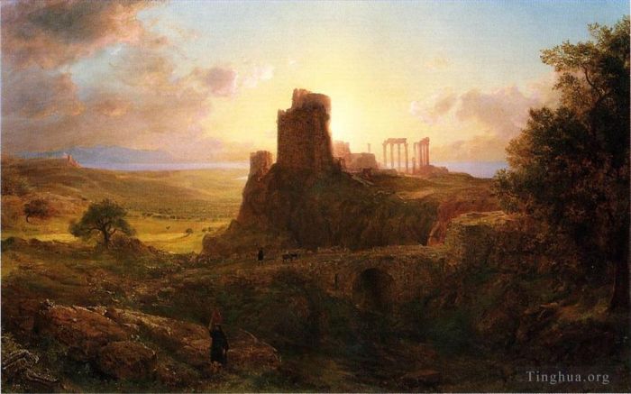 Frederic Edwin Church Peinture à l'huile - Les ruines de Sunion Grèce