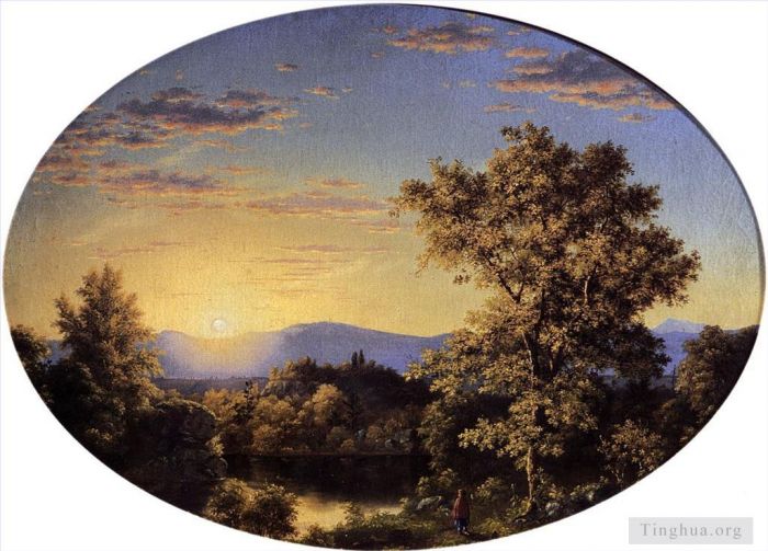 Frederic Edwin Church Peinture à l'huile - Crépuscule parmi les montagnes
