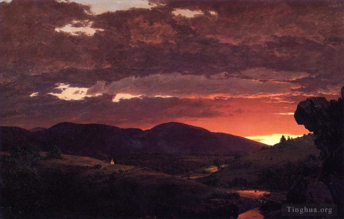 Frederic Edwin Church Peinture à l'huile - TwilightShort arbitre entre le jour et la nuit