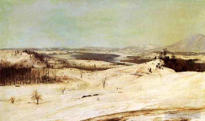 Frederic Edwin Church Peinture à l'huile - Vue depuis Olana dans la neige