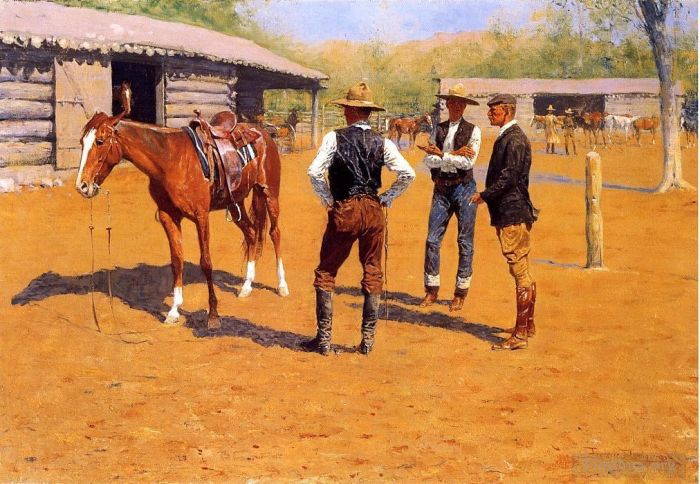 Frederic Remington Peinture à l'huile - Acheter des poneys de polo en Occident