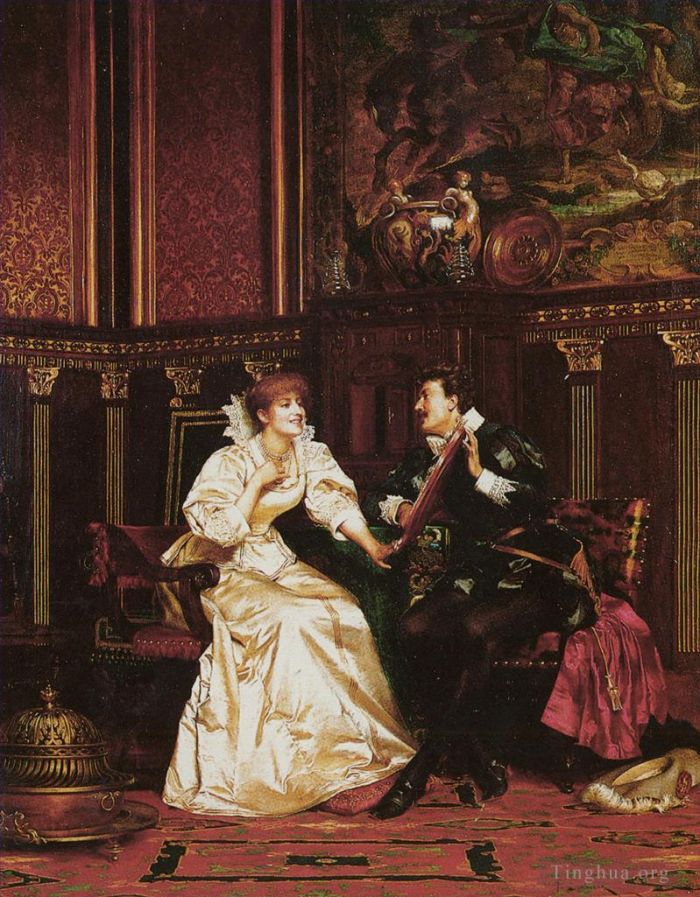 Frédéric Soulacroix Peinture à l'huile - Le collier de perles