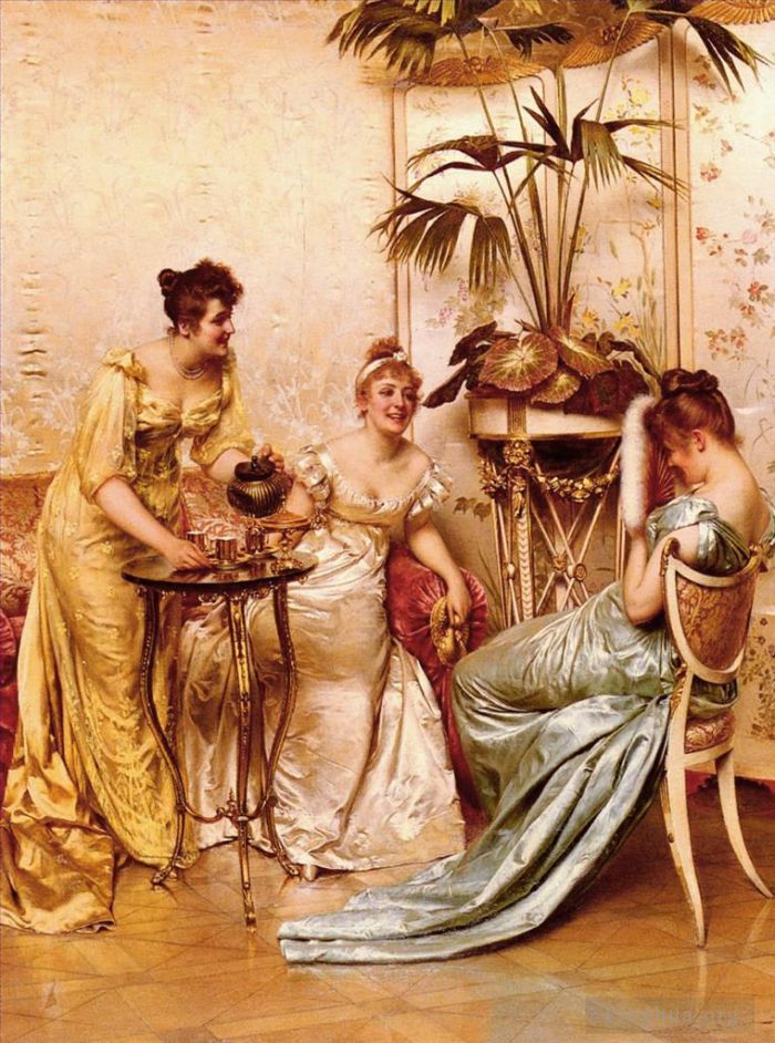 Frédéric Soulacroix Peinture à l'huile - La fête du thé