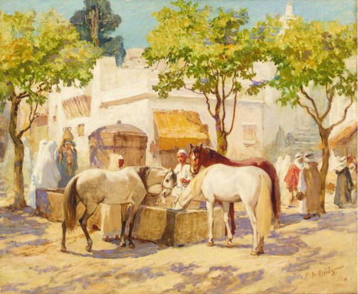 Frederick Arthur Bridgman Peinture à l'huile - A LA FONTAINE ALGER