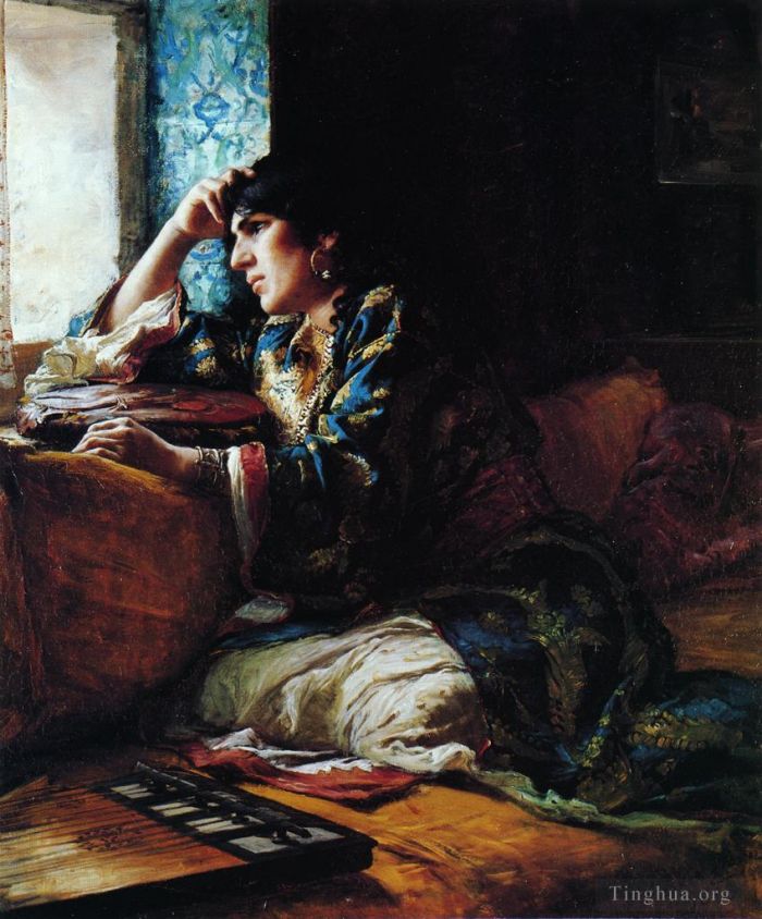 Frederick Arthur Bridgman Peinture à l'huile - Aicha une femme du Maroc