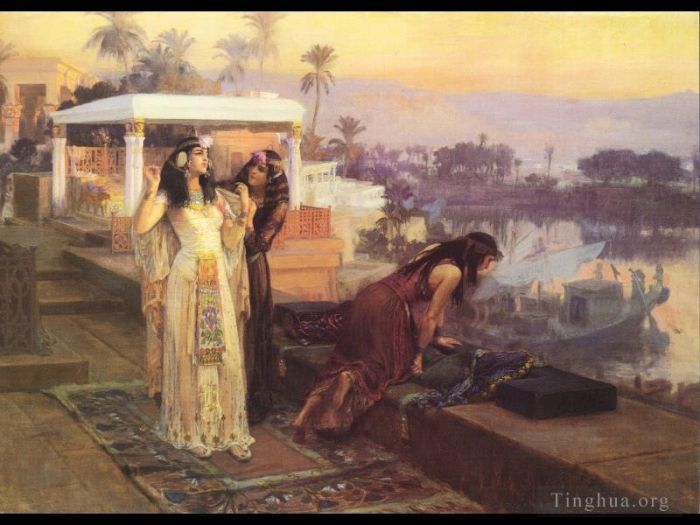 Frederick Arthur Bridgman Peinture à l'huile - Cléopâtre sur les terrasses de Philae 1896