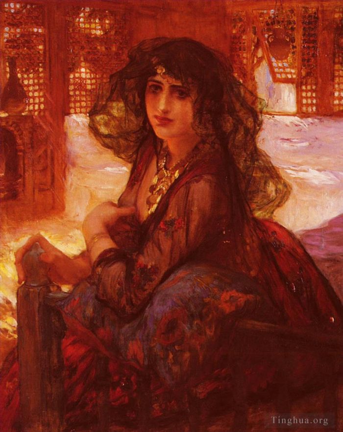 Frederick Arthur Bridgman Peinture à l'huile - Fille du harem