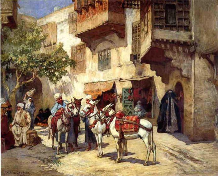 Frederick Arthur Bridgman Peinture à l'huile - Marché en Afrique du Nord
