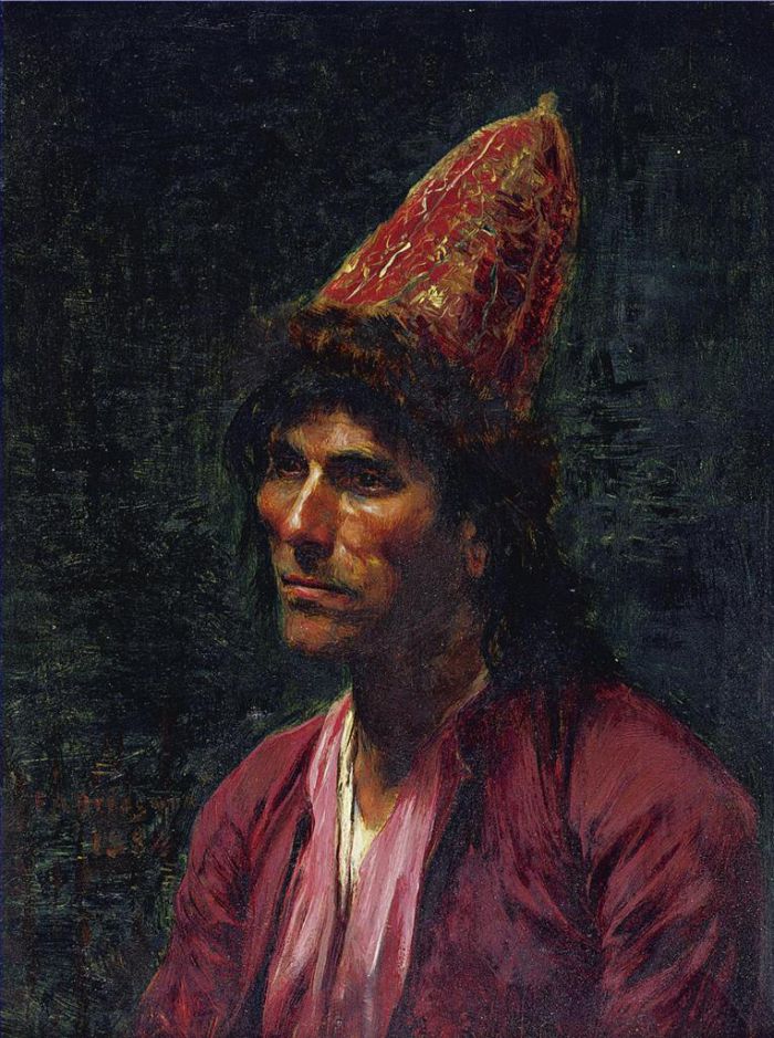 Frederick Arthur Bridgman Peinture à l'huile - PORTRAIT D'HOMME