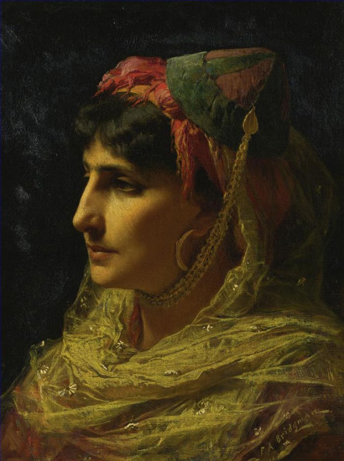 Frederick Arthur Bridgman Peinture à l'huile - PORTRAIT DE FEMME