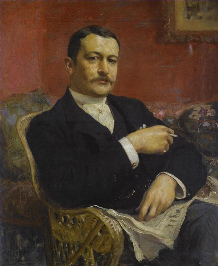 Frederick Arthur Bridgman Peinture à l'huile - PORTRAIT DE WALTER SIDNEY BAKER