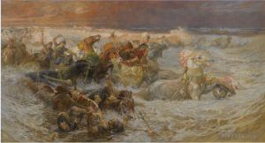 Frederick Arthur Bridgman œuvres - Détail de l'armée du pharaon engloutie par la mer Rouge