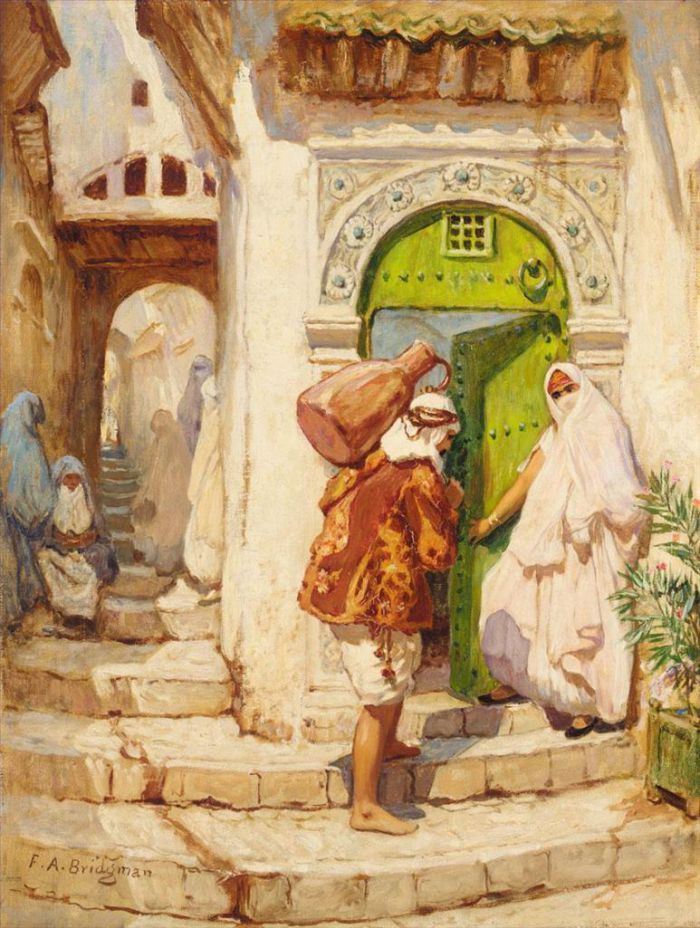 Frederick Arthur Bridgman Peinture à l'huile - LE PORTEUR D'EAU