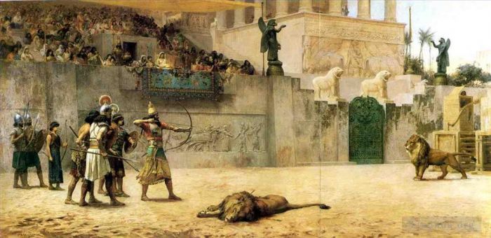 Frederick Arthur Bridgman Peinture à l'huile - Le détournement d'un roi assyrien