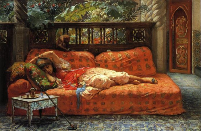 Frederick Arthur Bridgman Peinture à l'huile - La sieste