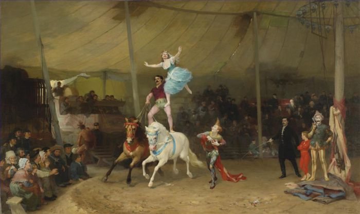 Frederick Arthur Bridgman Peinture à l'huile - UN CIRQUE EN PROVINCE LE CIRQUE AMÉRICAIN EN FRANCE