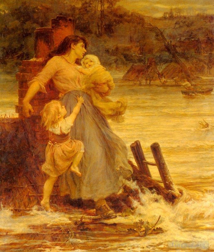 Frederick Morgan Peinture à l'huile - Une inondation