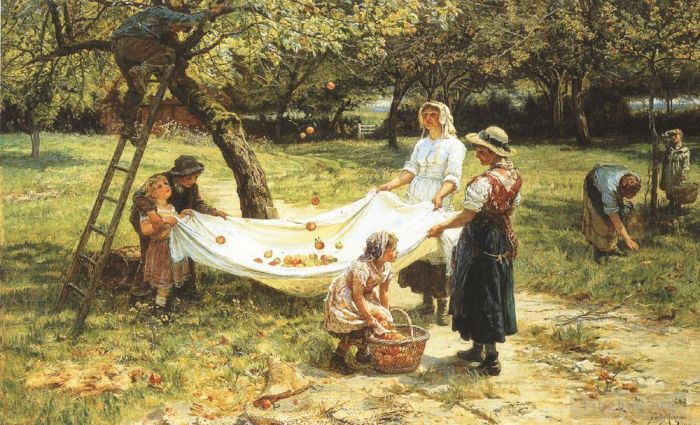 Frederick Morgan Peinture à l'huile - Un rassemblement Apple