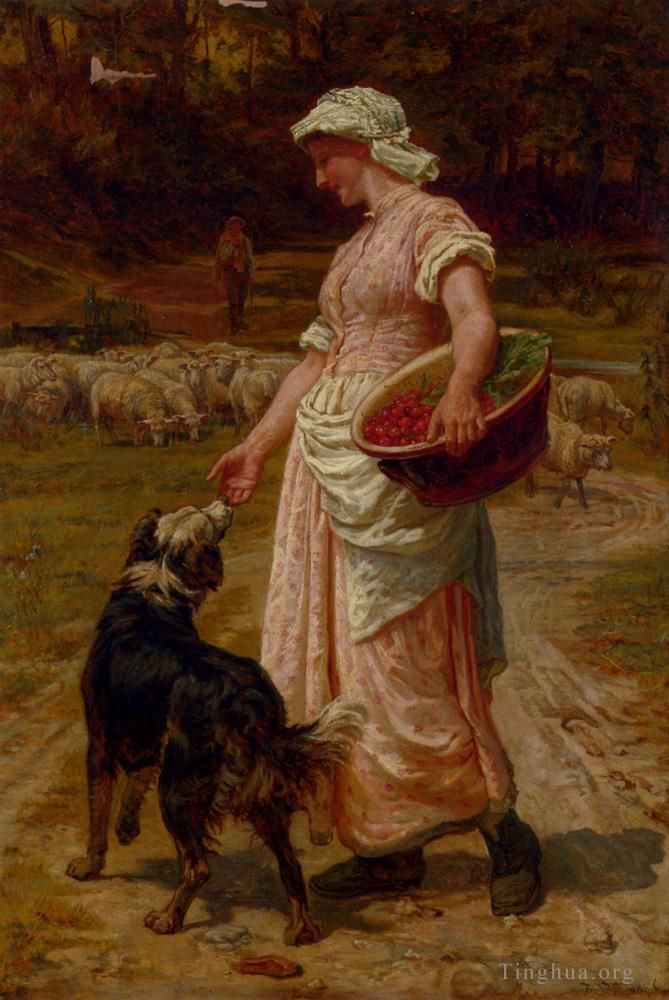 Frederick Morgan Peinture à l'huile - Aime-moi, aime mon chien