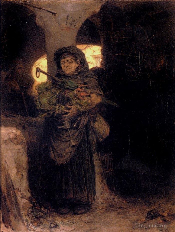 Frederik Hendrik Kaemmerer Peinture à l'huile - La femme du marché
