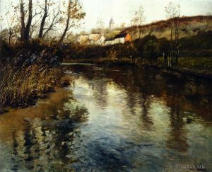 Frits Thaulow œuvres - Paysage de la rivière Elvelandskap