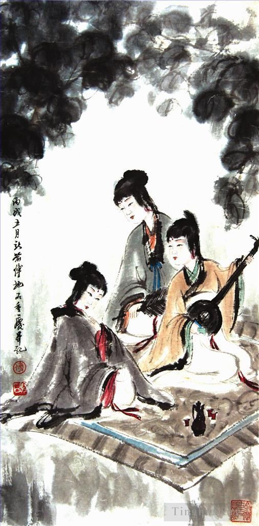 Fu Baoshi Art Chinois - 5 dames chinoises