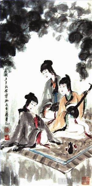 Fu Baoshi œuvres - 5 dames chinoises