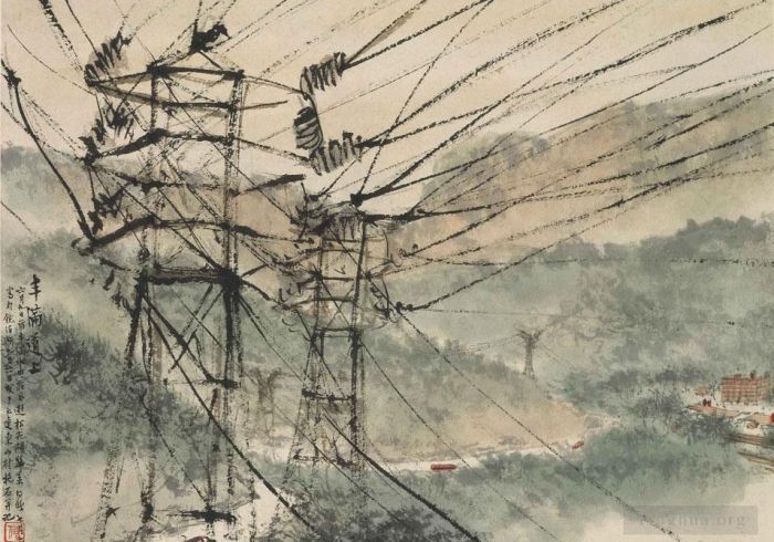 Fu Baoshi Art Chinois - Lignes électriques 1954
