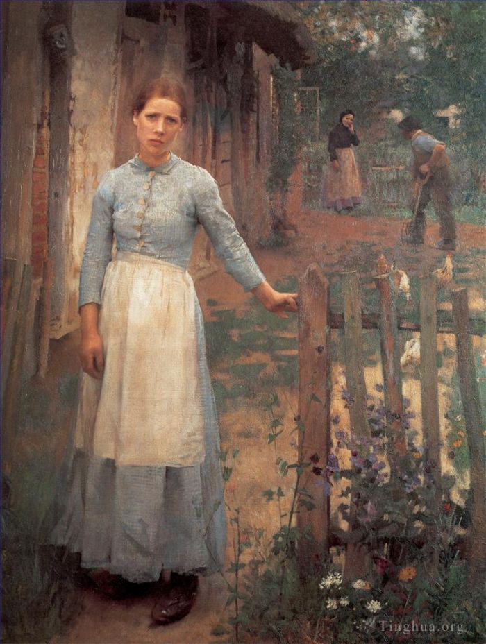 George Clausen Peinture à l'huile - La fille à la porte