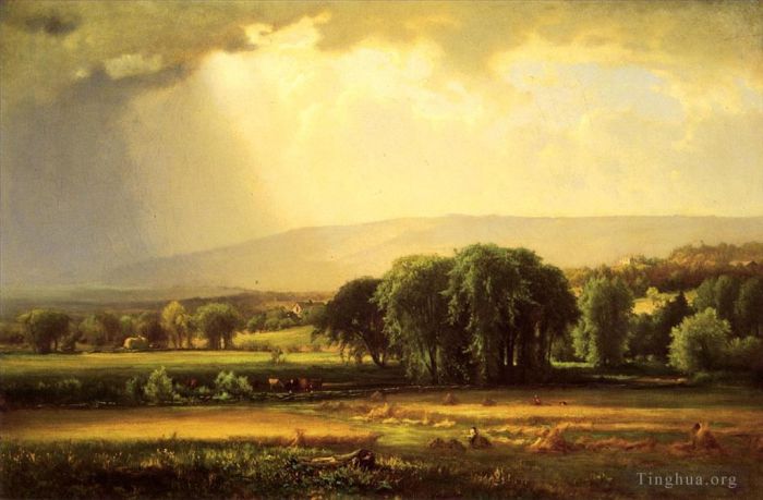 George Inness Peinture à l'huile - Scène de récolte dans la vallée du Delaware