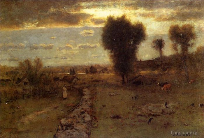 George Inness Peinture à l'huile - Le soleil nuageux