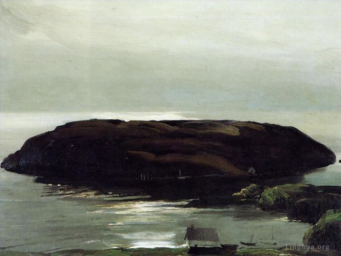 George Wesley Bellows Peinture à l'huile - Une île dans la mer Paysage réaliste George Wesley Bellows